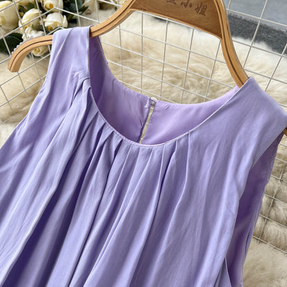 Einfaches Strandkleid mit Schaufelhals für den Sommer, Damen-Urlaubskleid P188