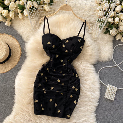 Sexy Trägertops Sommer Kurzes Sternenkleid Damen Strandkleid P181