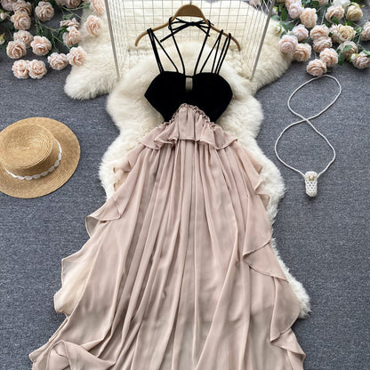 Sexy Spaghettiträger Rückenfreies Kleid Damen Sommer Urlaubskleid P157