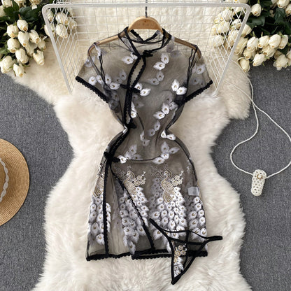Sexy kurzärmeliges, eng anliegendes Sommerkleid für Damen P088