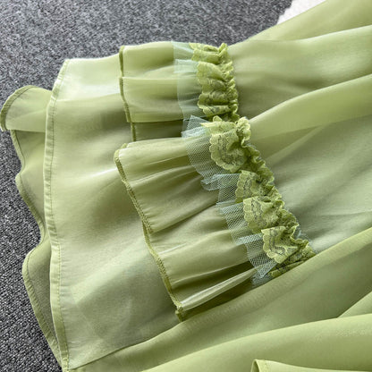 Süßes ärmelloses, rückenfreies mintgrünes Sommerkleid in A-Linie P242