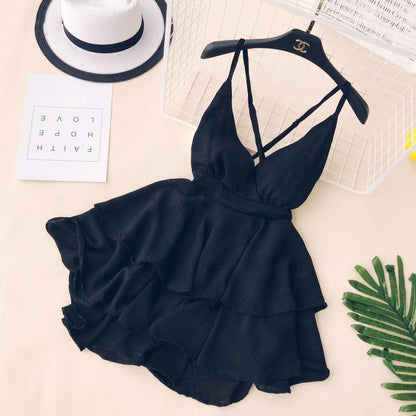 Sexy Träger Sommer Kurzes Kleid Damen Urlaubskleid P164