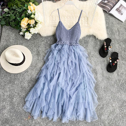 Damen-Sommerkleid A-Linie Spaghettiträger Altrosa P094