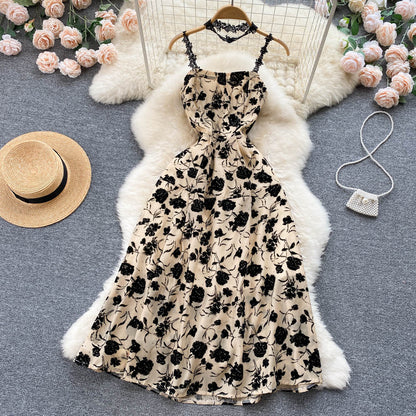 Vintage Black Floral Dress Summer Women Holiday Dress P224 – PreppyDress