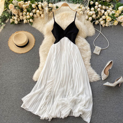 Sexy Spaghettiträger Rückenfreies Sommerkleid Damen Weißes Urlaubskleid P161