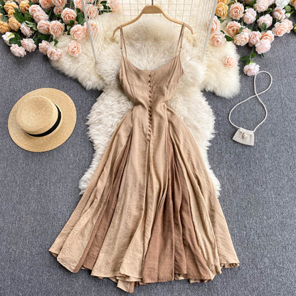 Sexy Spaghetti-Träger-Sommerkleid Damen Holiday-Kleid P166