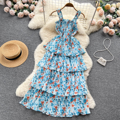 Süßes Träger Sommer Blumenkleid Heißes Damenkleid P153