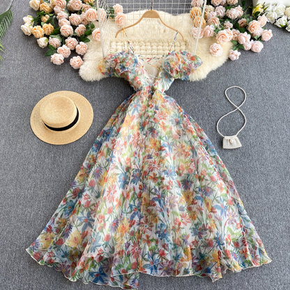 Cute Spaghetti Straps Backless Short Floral Dress Women Dress P138 – PreppyDress