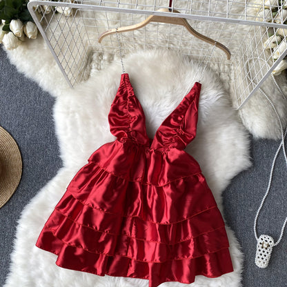 navy blue dress for baby girl Stella Fit and Flare Backless Dress Red