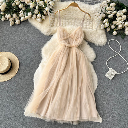 Robe courte en tulle à fines bretelles sexy pour femme - P144