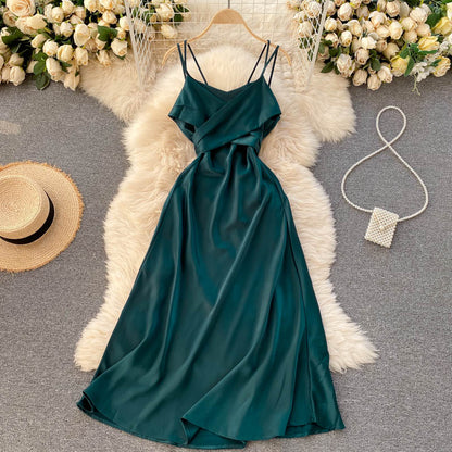 Sexy A line spaghetti straps sage green summer dress women's dress P09 –  PreppyDress