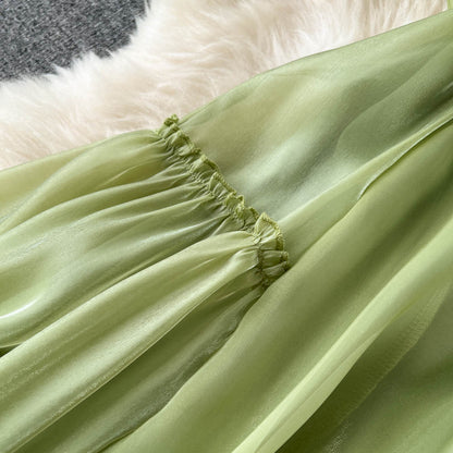 Süßes ärmelloses, rückenfreies mintgrünes Sommerkleid in A-Linie P242