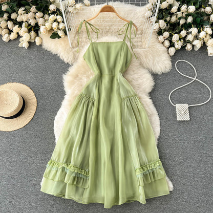 Süßes ärmelloses, rückenfreies mintgrünes Sommerkleid in A-Linie P242