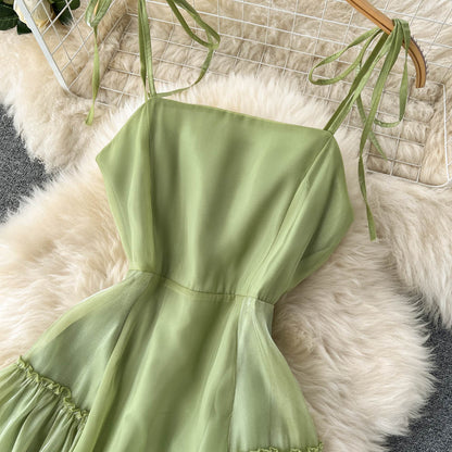 Süßes ärmelloses, rückenfreies mintgrünes Sommerkleid in A-Linie P242