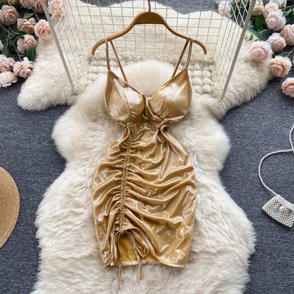 Sexy Spaghettiträger Rüschenkleid Enges Damenkleid für den Urlaub P210