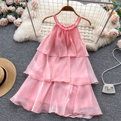 Süßes Neckholder-Sommerkleid Damen-Urlaubskleid P179