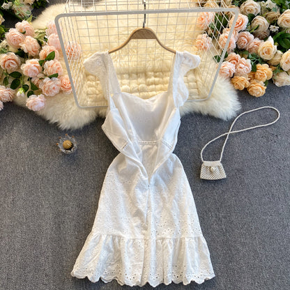 Sexy Träger Rüschen Spitzenkleid Damen Urlaubskleid P207
