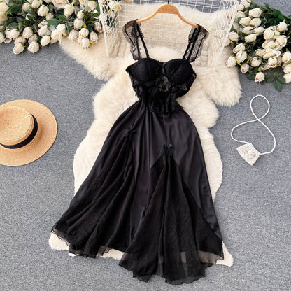 Robe sexy à fines bretelles en dentelle pour femme P202