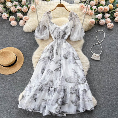 einfaches, kurzärmeliges Sommerkleid für Damen P116