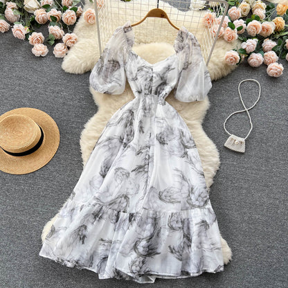 einfaches, kurzärmeliges Sommerkleid für Damen P116