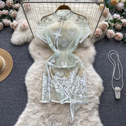 Sexy kurzärmeliges, eng anliegendes Sommerkleid für Damen P088