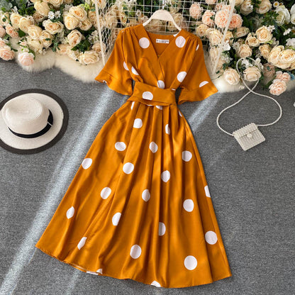 Robe d'été vintage à manches courtes pour femme P123