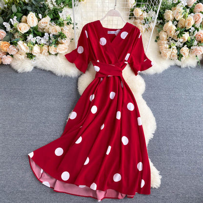 Robe d'été vintage à manches courtes pour femme P123