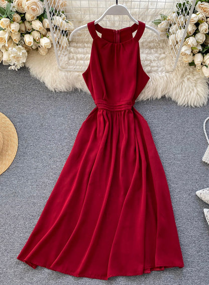 Einfaches ärmelloses A-Linien-Sommerkleid, Modekleid 052