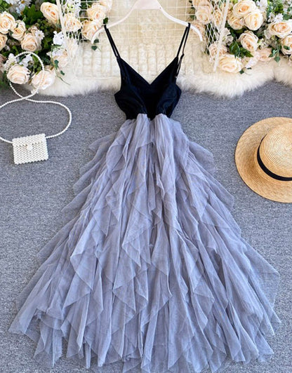 Une robe trapèze en tulle à col en V robe tendance 039
