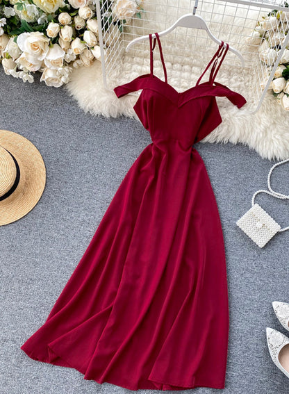 Einfaches A-Linien-Off-Shoulder-Kleid Modisches Kleid 046