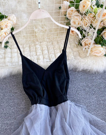 Une robe trapèze en tulle à col en V robe tendance 039
