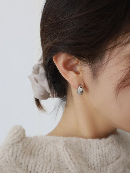 Boucles d'oreilles pois or et argent, boucles d'oreilles de bureau en argent, boucles d'oreilles femme, atmosphère simple, polyvalentes au quotidien, petites e004