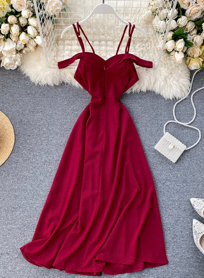 Einfaches A-Linien-Off-Shoulder-Kleid Modisches Kleid 046