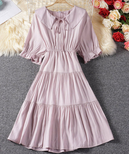 Niedliches A-Linien-Kleid Kurzarmkleid Sommerkleid 038