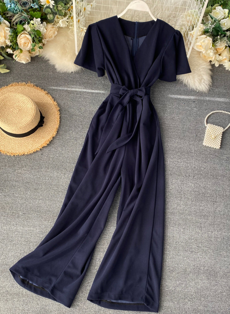 Jumpsuit slim fit wide-leg trousers 074