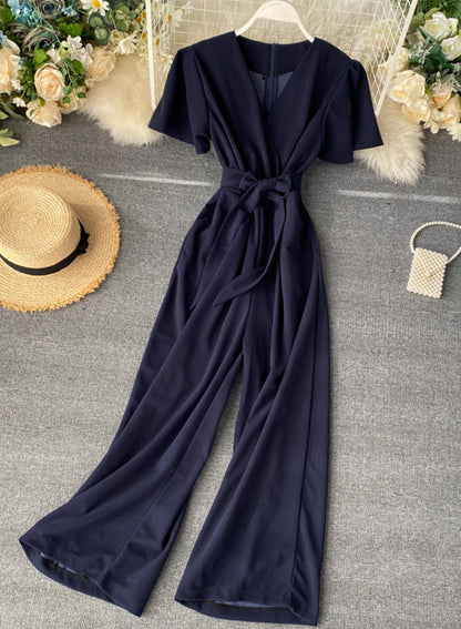 Jumpsuit slim fit wide-leg trousers 074