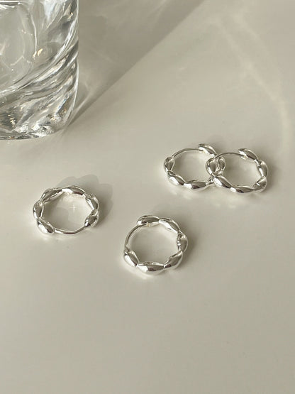 Nouvelles boucles d'oreilles en argent sterling avec pois, fermoir d'oreille, boucles d'oreilles hypoallergéniques simples et petites e005