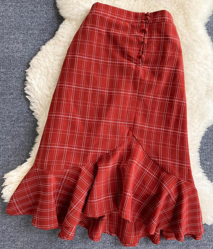Robe d'été élégante et fine en deux pièces à motif treillis 071