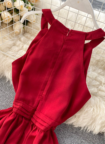Einfaches ärmelloses A-Linien-Sommerkleid, Modekleid 052