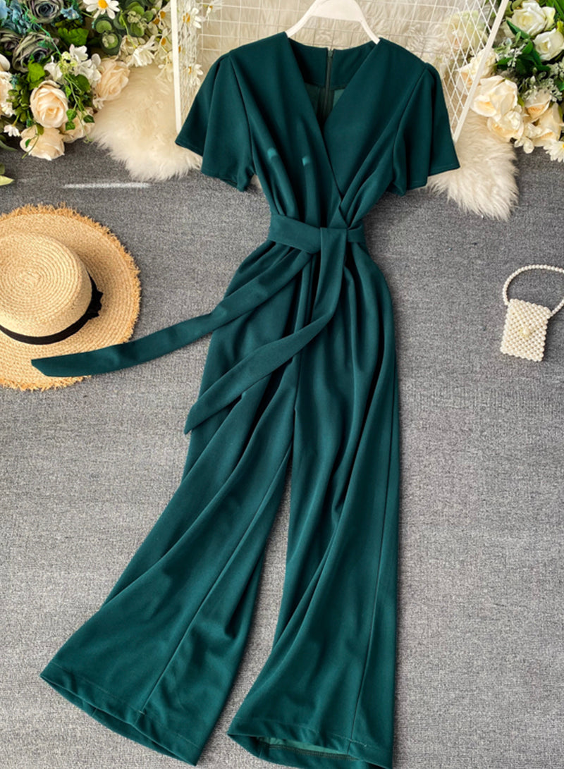 Jumpsuit slim fit wide-leg trousers 074