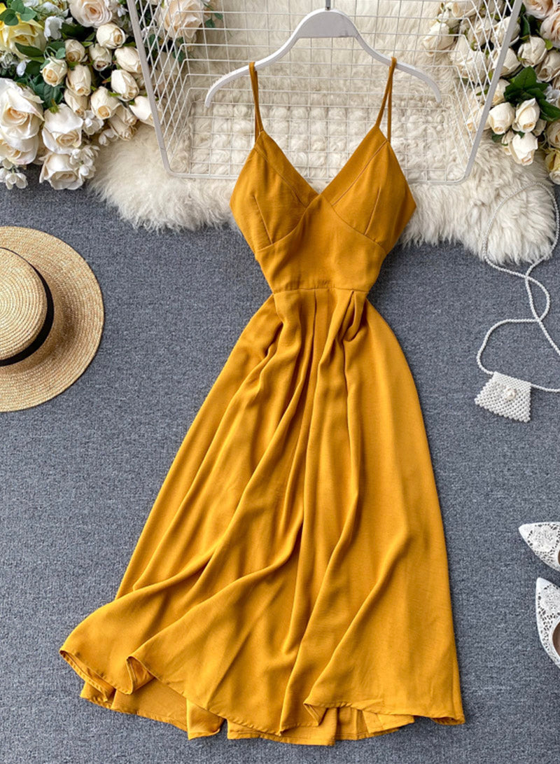 Stylish v neck backless dress summer dress 045 – PreppyDress