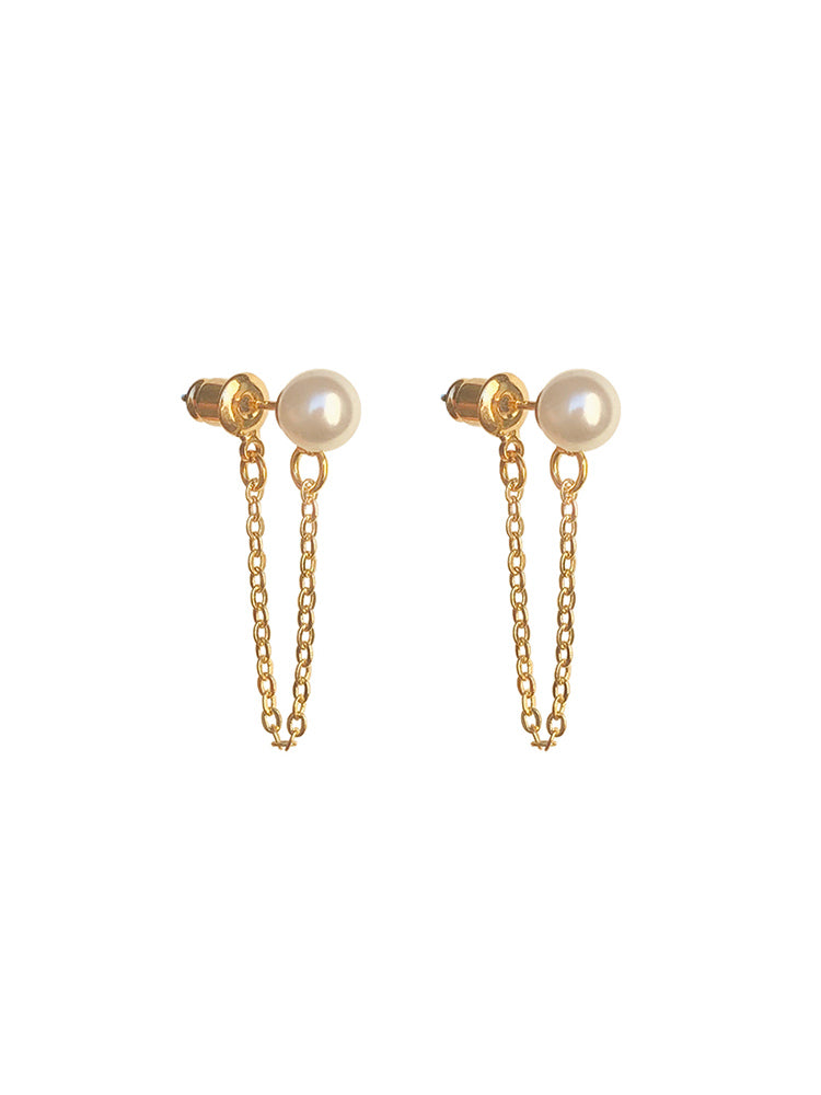 Classic Pearl Post-Hanging Stud Earrings Female Simple Temperament High Sense Niche Earrings Female Earrings e003