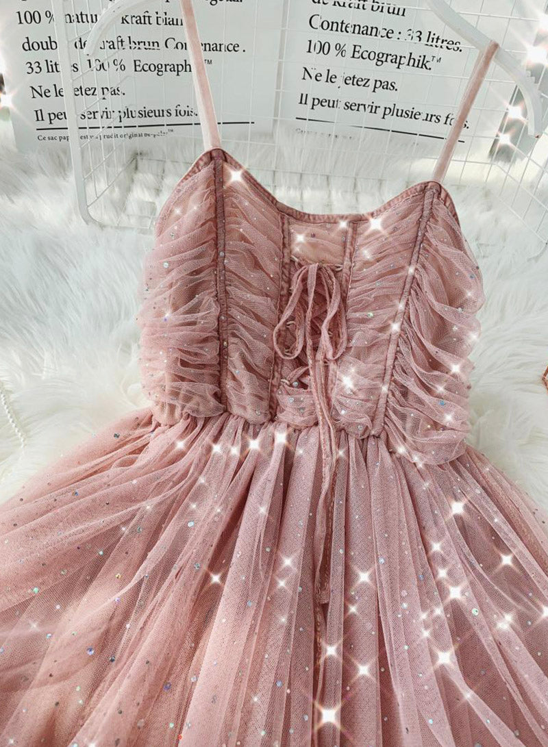 A line tulle sequins dress summer dress 044