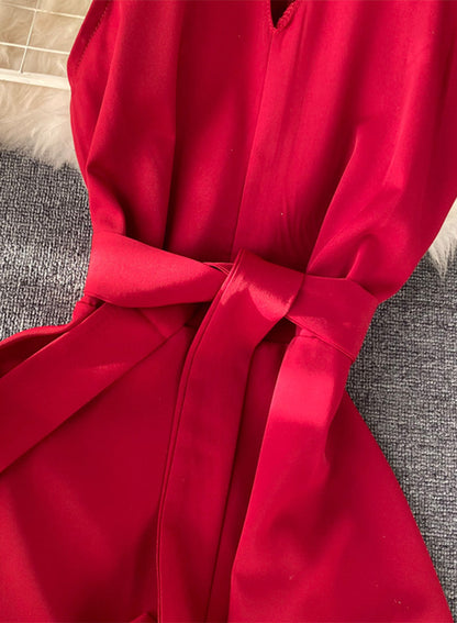 Pinkes Chiffon-Neckholderkleid in A-Linie Sommerkleid 047
