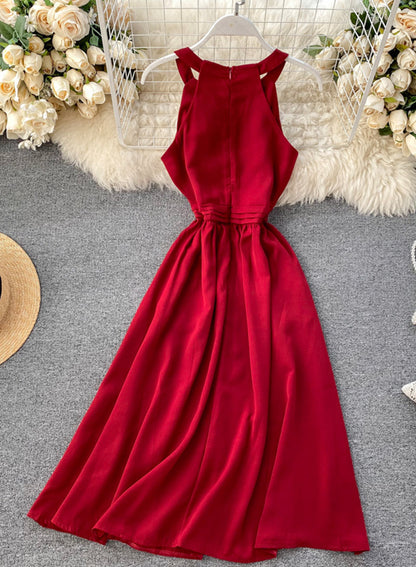 Einfaches ärmelloses A-Linien-Sommerkleid, Modekleid 052
