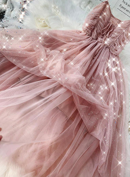 A-Linien Tüll Pailletten Kleid Sommerkleid 044
