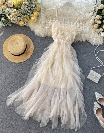 Robe d'été en tulle et sequins couleur champagne 040
