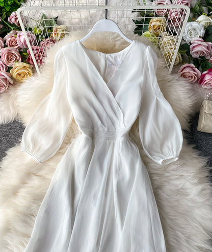 Schlichtes A-Linien-Tüllkleid mit V-Ausschnitt für Damen 053