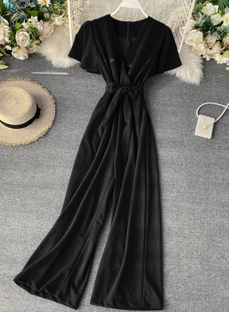 Jumpsuit slim fit wide-leg trousers 074