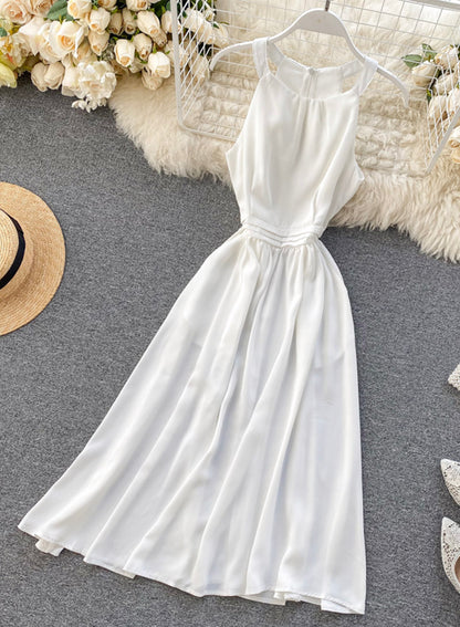 Einfaches ärmelloses A-Linien-Sommerkleid, Modekleid 052